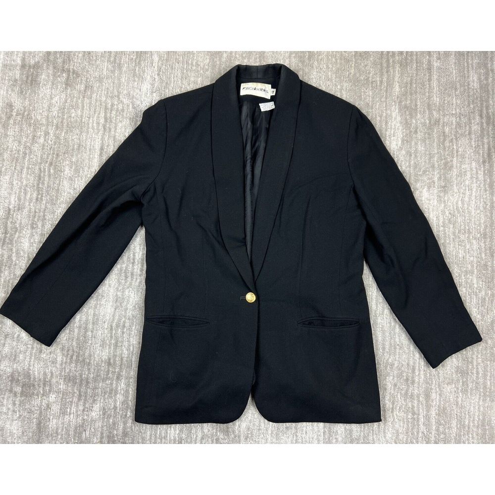 Vintage JH Collectibles Blazer Womens 12 Black 100% Pure Wool Union Made‎